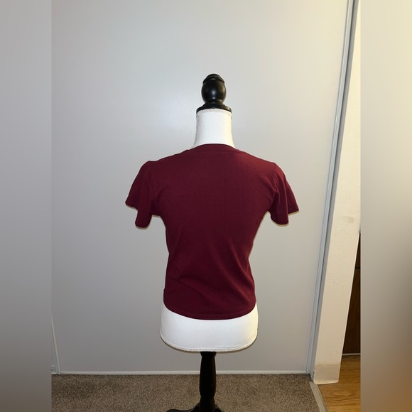 Brandy Melville maroon baby tee crop top shirt - Picture 5 of 7